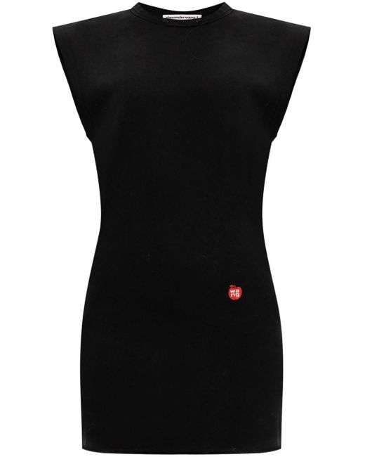 Alexander Wang Black Cap-sleeves Ribbed-knit Minidress