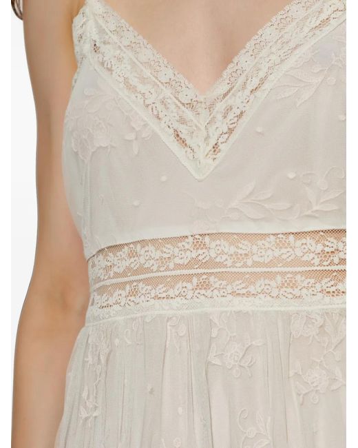 LoveShackFancy White Lace-Trim Embroidered Maxi Dress
