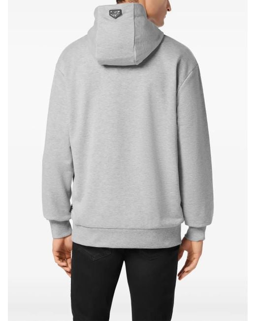 Philipp Plein Gray Logo-Print Hoodie for men