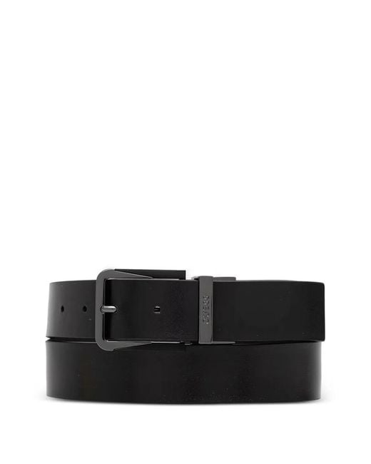 Guess Black Reversible Saffiano-Leather Belt for men