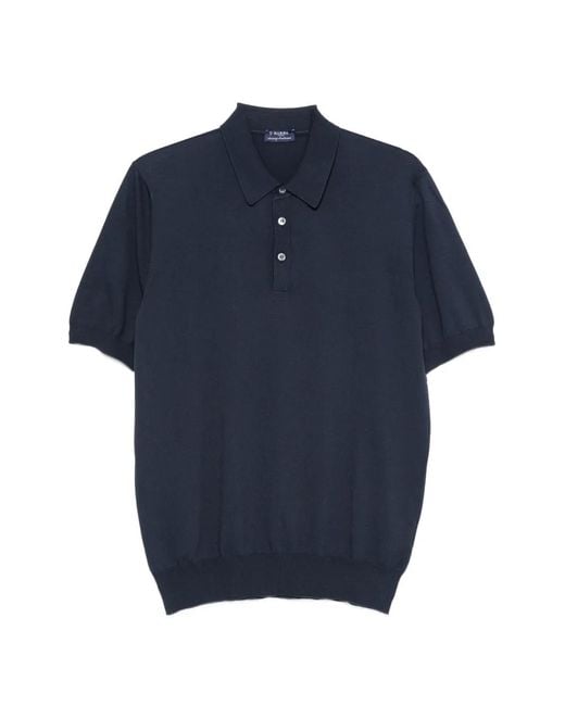 Barba Napoli Blue Short-Sleeve Polo Shirt for men