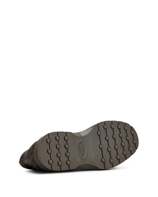 Tod's Brown Pebble-Grain Lace-Up Boots for men