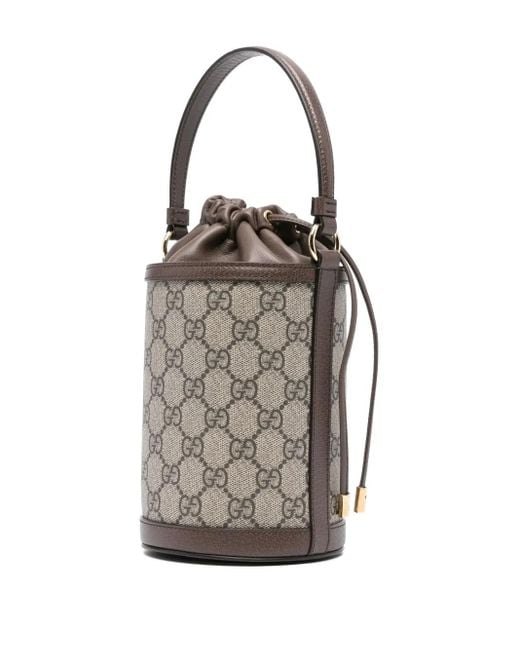 Gucci Gray Mini Ophidia Gg-Supreme Bucket Bag