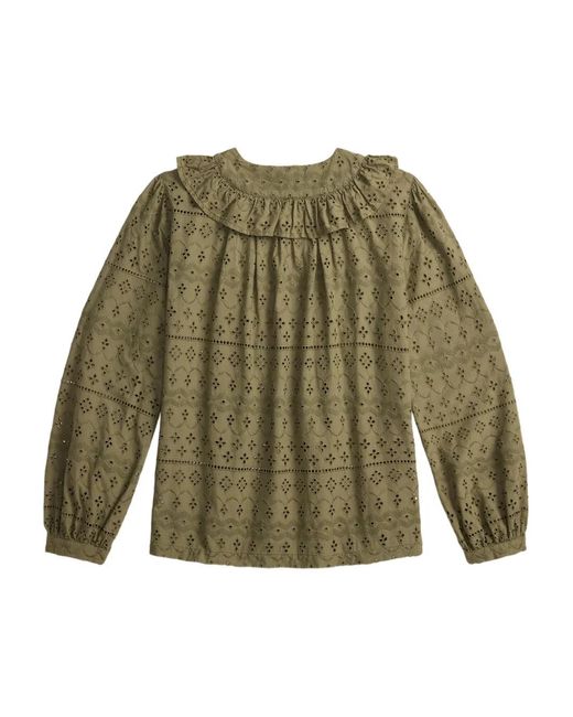 RRL Green Ruffled Blouse