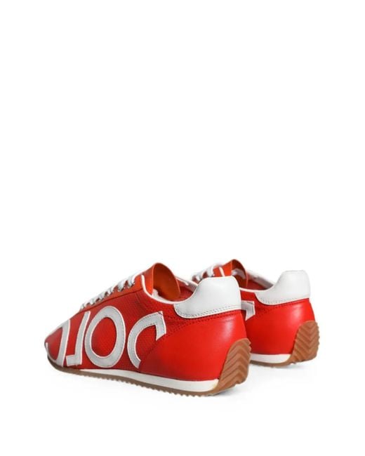 Dolce & Gabbana Red Perforated Logo-Appliqué Sneakers