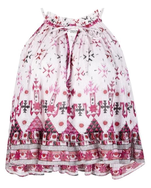 Isabel Marant Red Fabino Graphic-Print Top