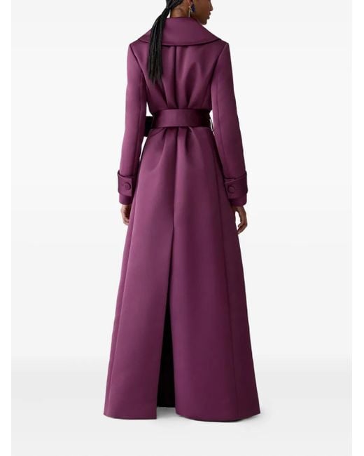 Carolina Herrera Purple Belted Satin Trench Coat