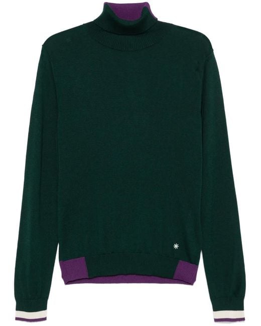 Manuel Ritz Green Fine-Knit Sweater for men