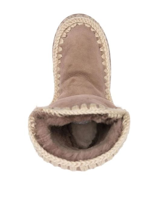 Mou Brown Logo-Patch Suede Boots