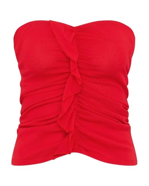 Paris Georgia Red Ruffled Strapless Top