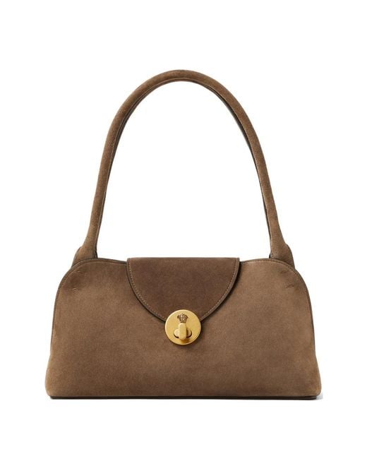 Versace Brown Vivian Small Suede East/West Shoulder Bag