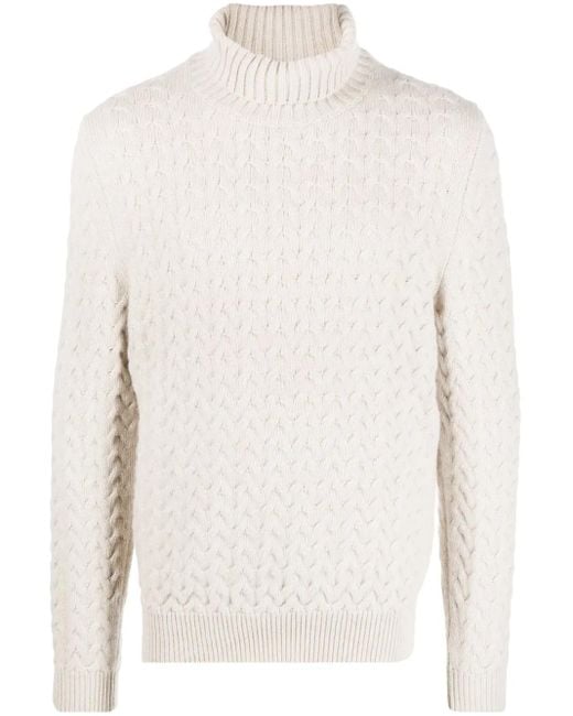 Fedeli Rollkragenpullover Mit Zopfmuster in White für Herren
