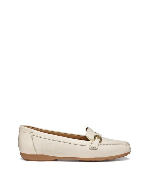 Geox White Annytah Moc Buckle Loafers