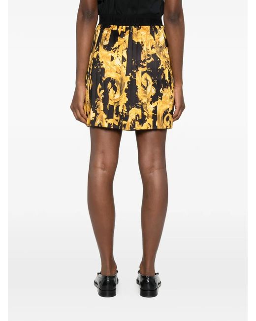 Versace Jeans Couture Metallic Pleated Pattern Short Skirt