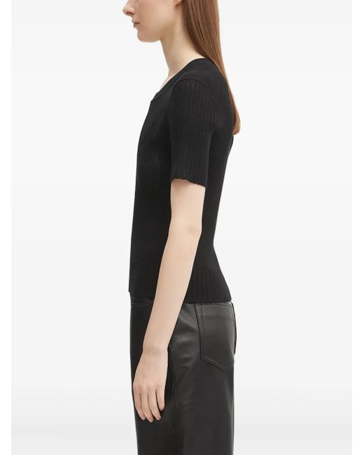 KENZO Black Ribbed-Knit Diamond-Pattern Top
