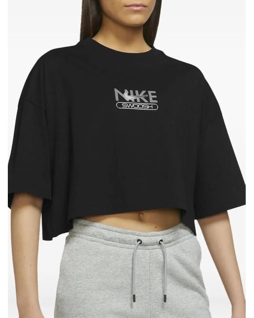Nike Black Swoosh Cropped Top
