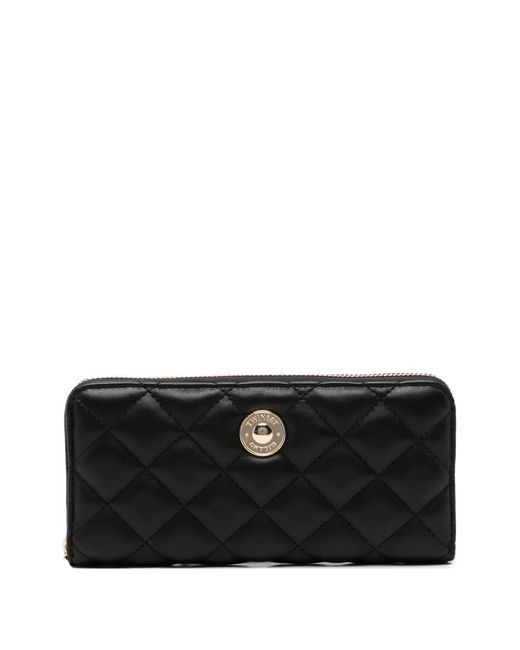 Twinset Black Quilted Logo-Plaque Wallet