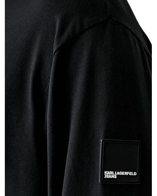 Karl Lagerfeld Black Logo-Patch Long-Sleeve T-Shirt for men