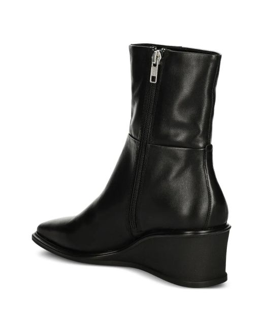 Vagabond Black Aino Zip-Detail Wedge Ankle Boots