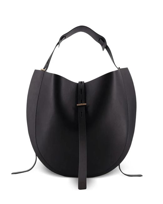 MINOBOSSI Black Lizzie Adjustable-Strap Leather Shoulder Bag