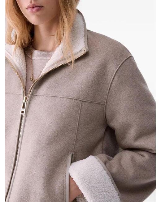 Liu Jo Natural Boxy Synthetic Shearling Coat
