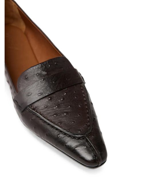 Marsèll White Ostrich-Effect Pointed-Toe Suede Loafers