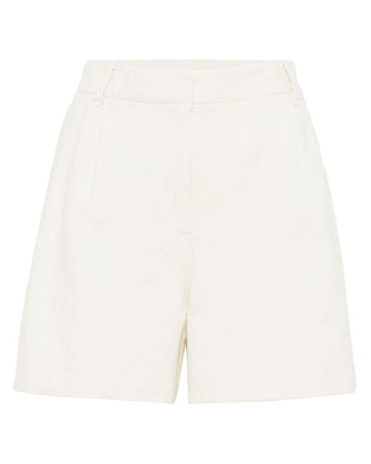 Brunello Cucinelli White Linen-blend Bermuda Shorts