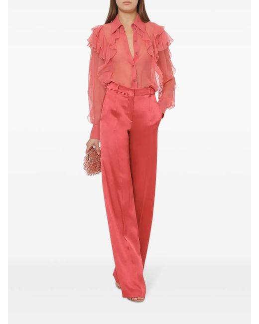 Alberta Ferretti Pink Ruffle-Detailing Shirt