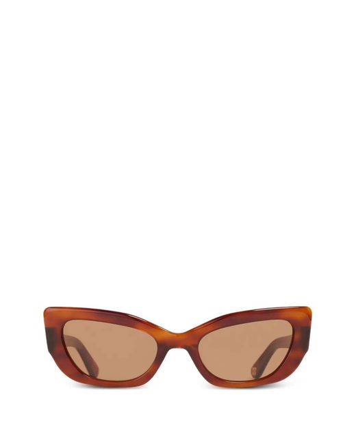 Ganni Brown X Ace & Tate Sadie Oval-Frame Sunglasses