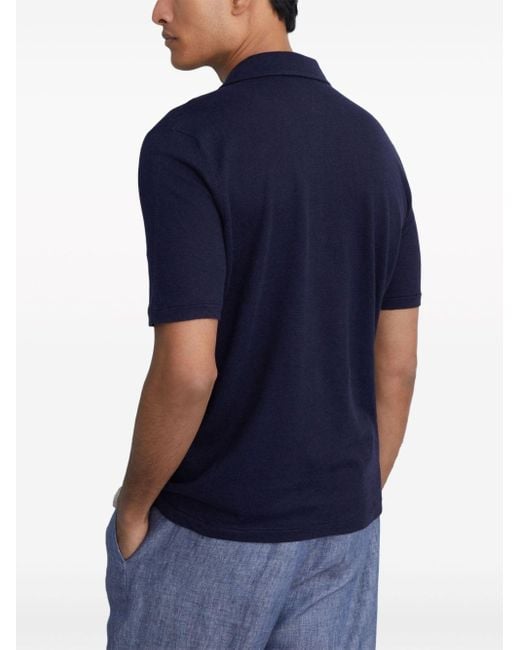 Brunello Cucinelli Blue Linen-blend Short-sleeved Shirt for men
