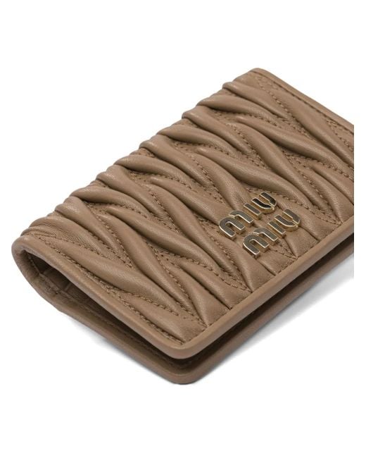 Miu Miu Brown Portemonnaie Mit Logo-Stickerei