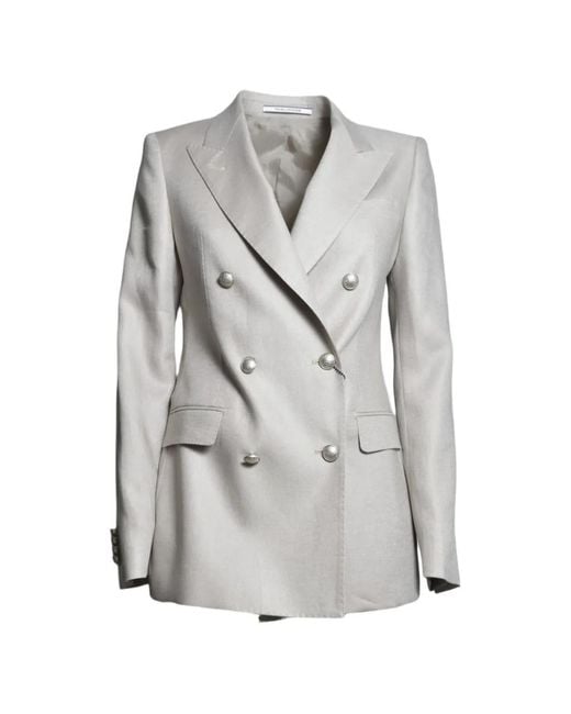 Tagliatore Gray Double-Breasted Blazer