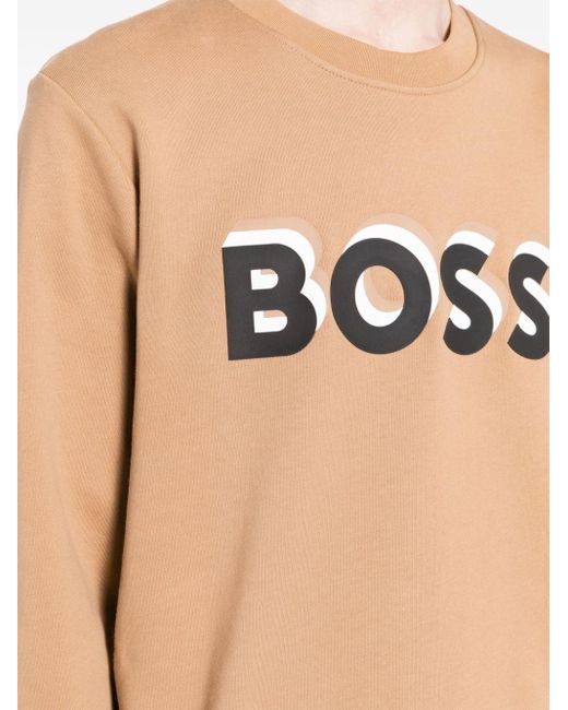 Sweat en coton à logo imprimé Boss pour homme en coloris Black