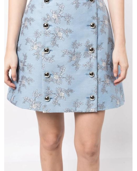 Macgraw Blue Gemusterter A-Linien-Rock