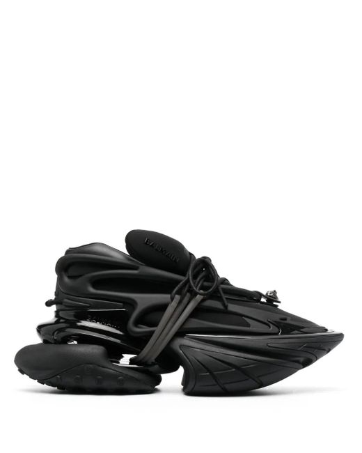 Balmain Black Leather Unicorn Low-top Sneakers