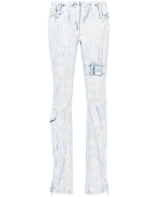 Acne White Tief sitzende Tapered-Jeans