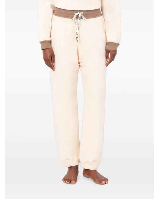 Moschino White Drawstring-Waist Logo-Patch Track Pants