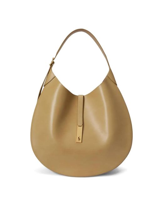 Polo Ralph Lauren Natural Pony-Plaque Leather Shoulder Bag