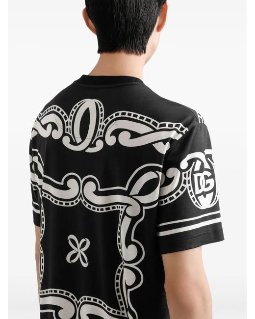 Dolce & Gabbana Black Logo-Print T-Shirt for men