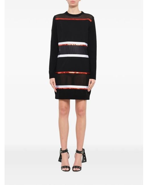 Givenchy Black Sequin-Embellished Striped Mini Dress