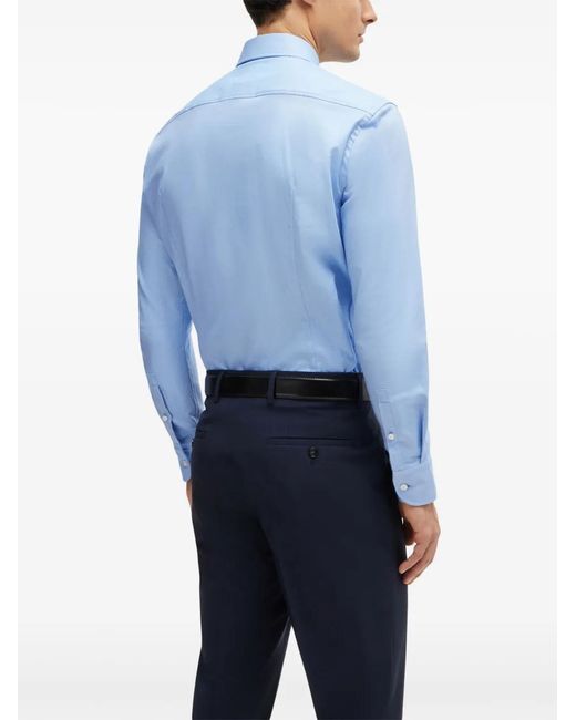 Boss Blue Long-Sleeve Cotton Blend Shirt for men
