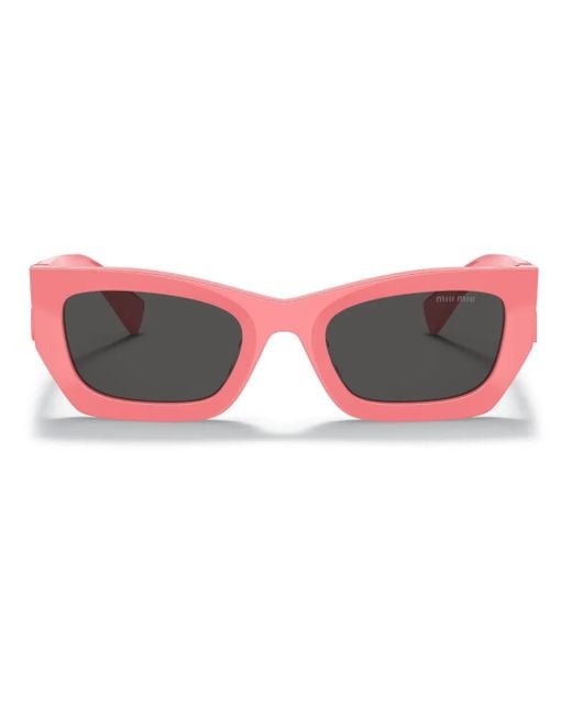 Miu Miu Red Miu Glimpse Rectangle-Frame Sunglasses