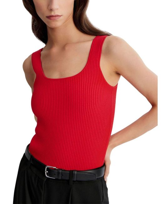 12 STOREEZ Red Ribbed-knit Tank Top