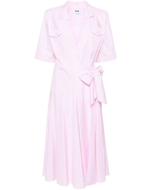 MSGM Pink Striped Cotton Dress