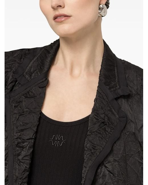 Nissa Black Blazer À Effet Froissé