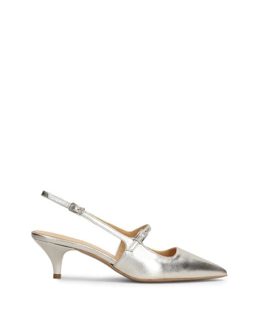 Fratelli Russo White Buckle-Fastening Slingback Pumps