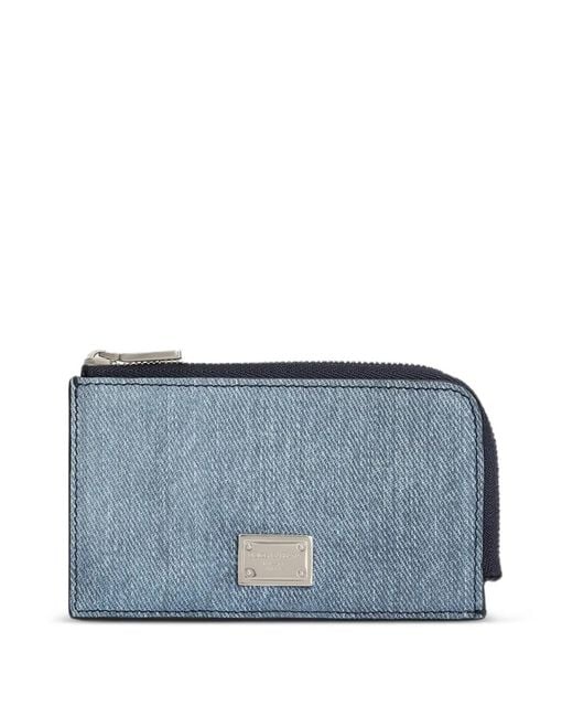 Dolce & Gabbana Blue Nubuck Denim Card Holder for men