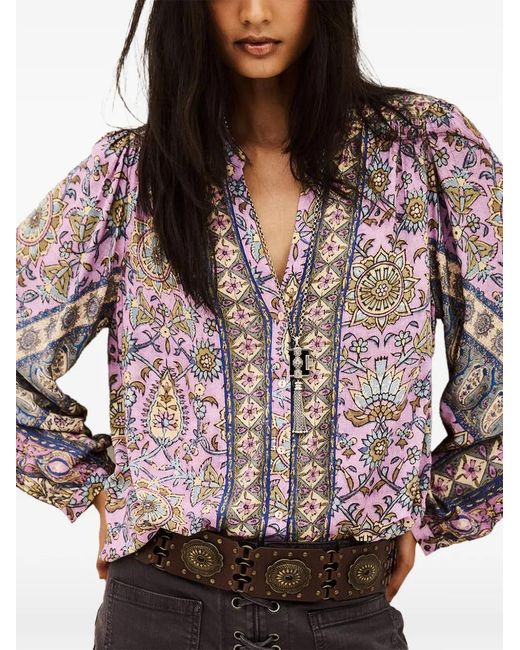 Ba&sh Purple Simi Bluse Mit Puffärmeln