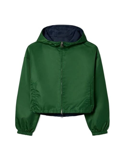 Tory Burch Green Reversible Cropped Nylon Jacket
