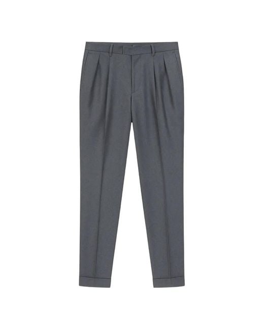 PT Torino Gray Pleated-Design Trousers for men